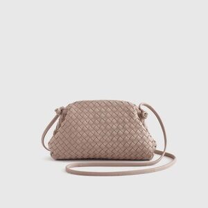 Quince Woven Leather Crossbody Pouch Clutch